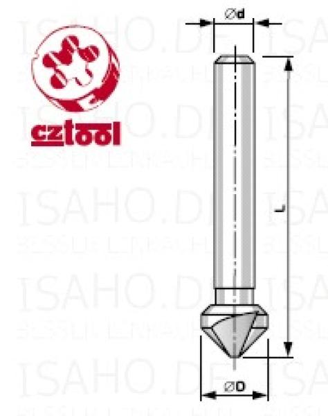 HSSE Kegelsenker 4,3 mm 90° DIN 335C - Zylinderschaft, 3 Schneiden, CZ-tool