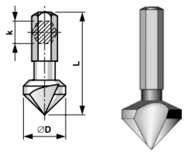 HSS Kegelsenker 16,5 mm 90° mit Bitschaft - 3 Schneiden, CZ-tool