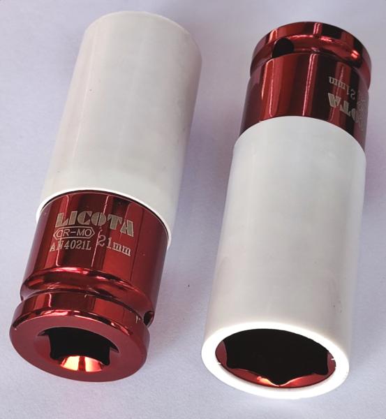 Kraft Impact Steckschlüssel Nuss 21 mm 1/2 Zoll - mit Schutzhülse und Gummieinsatz, Licota Kraft Impact Steckschlüssel Nuss 21 mm 1/2 Zoll - mit Schutzhülse und Gummieinsatz, Licota