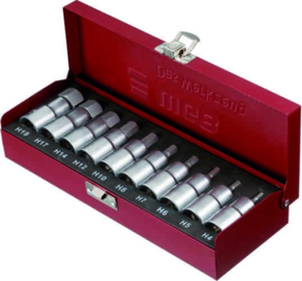 Sechskant Steckschlüssel Satz 10-tlg. 1/2 Zoll - 4 - 19 mm, in Kassette, WGB 3950