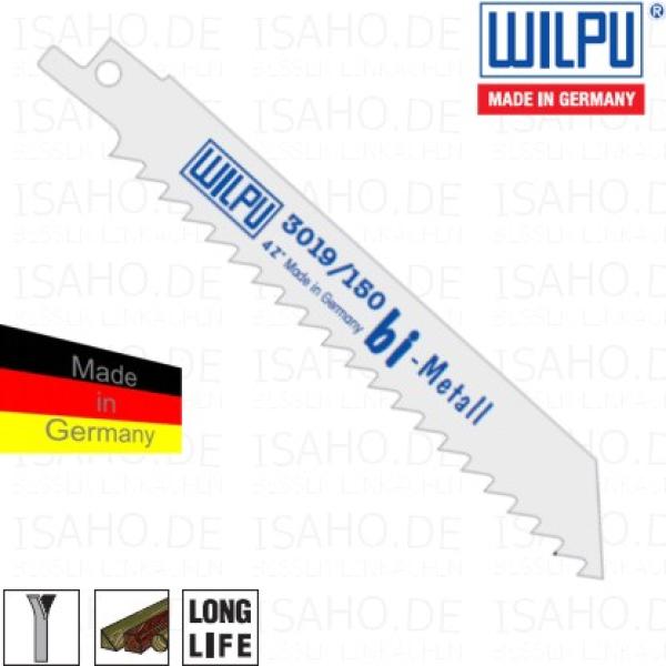 Säbelsägeblatt Bi-Metall 3019, 150 mm, Holz - Abmessung 150x19x0,9 mm, 4 tpi, Wilpu