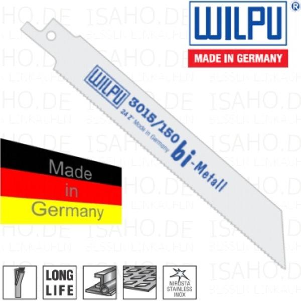Säbelsägeblatt Bi-Metall 3015 150 mm, Metall - Abmessung 150x19x0,9 mm, 24 tpi, Wilpu