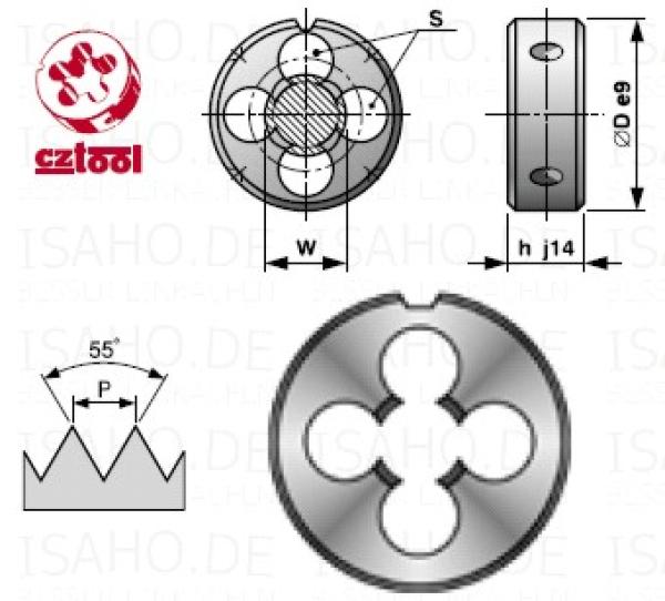 HSS Schneideisen 1/2 Zoll x 16 BSF - ähnlich EN 22568, CZ-tool HSS Schneideisen 1/2 Zoll x 16 BSF - ähnlich EN 22568, CZ-tool