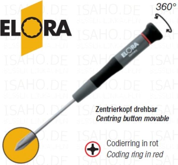 Elora Elektronik Schraubendreher PH 0 x 60 - mattverchromte Elektronikklinge, 2K-Heft