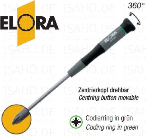 Elora Elektronik Schraubendreher PZ 0 x 60 - mattverchromte Elektronikklinge, 2K-Heft