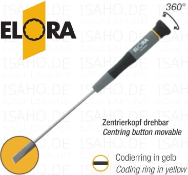 Elora Elektronik Schraubendreher Schlitz 2,5 x 75 - mattverchromte Elektronikklinge, 2K-Heft