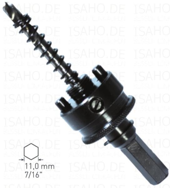 Aufnahme für Lochsägen ab 32mm, 11mm 6-kant - mit HSS Zentrierbohrer, Karnasch