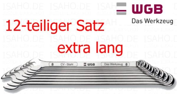Ringmaulschlüssel-Satz 12-teilig extra lang - CV-Stahl verchromt, WGB 234K