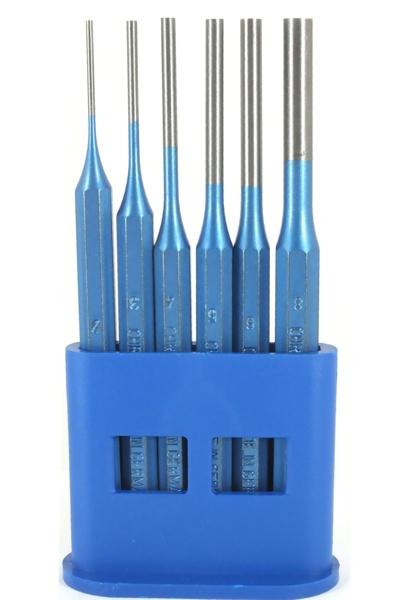 Splintentreiber Satz 6-teilig im Kunststoffständer - Größen 2-3-4-5-6-8mm, CrV Lufthärtestahl