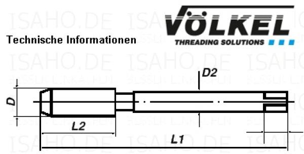 HSS-G Gewindebohrer M36 x 3,0 Vorschneider - metr. ISO- Feingewinde DIN 13, Völkel
