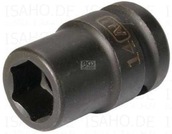 Kraft-Steckschlüssel 14 mm auf 1/2 Zoll - sechskant, Cr-Mo Stahl, BGS