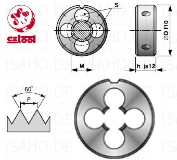 CZ-tool HSS Schneideisen M14 x 1,5 Linksgewinde - metr. ISO-Fein-Gewinde DIN 13