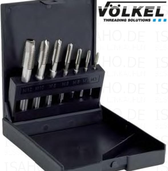 HSS Gewindebohrer Set M3 bis M12 ISO 529 Form B - Schälanschnitt, Kassette, Völkel 80500