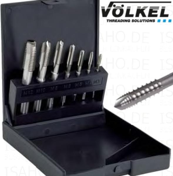HSS Gewindebohrer Set M3 bis M12 ISO 529 Form B-AZ - Schälanschnitt, Kassette, Völkel 80900