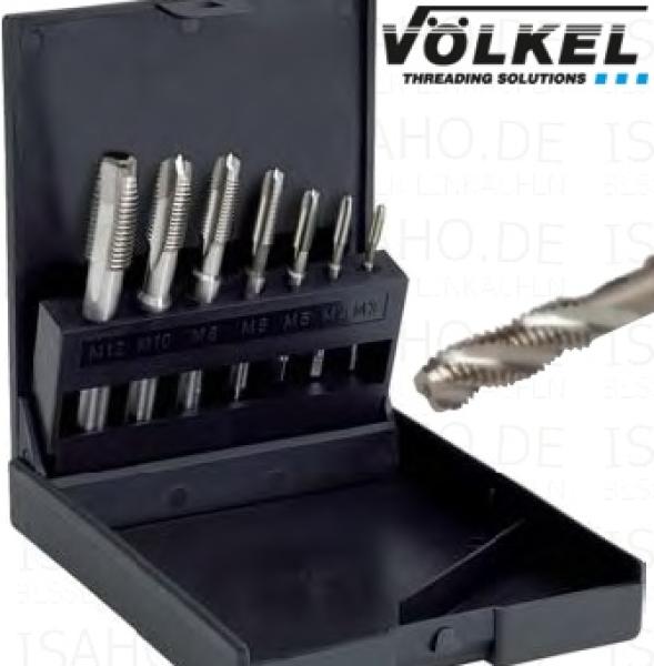 HSS Gewindebohrer Set M3 bis M12 ISO 529 RSP - Kassette, spiralgenutet, Völkel 80700