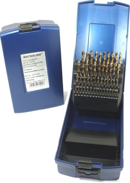 HSSE Cobalt Spiralbohrer Satz 50-teilig 1 - 5,9 mm - geschliffen ab 3mm, in RoseBox