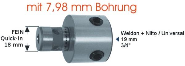 Adapter Fein Quick-In auf Weldon mit 7,98 Bohrung - Karnasch 201161