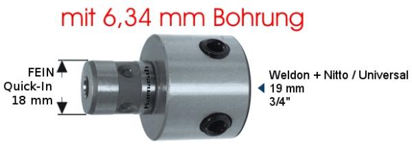 Adapter Fein Quick-In auf Weldon mit 6,34 Bohrung - Karnasch 201263
