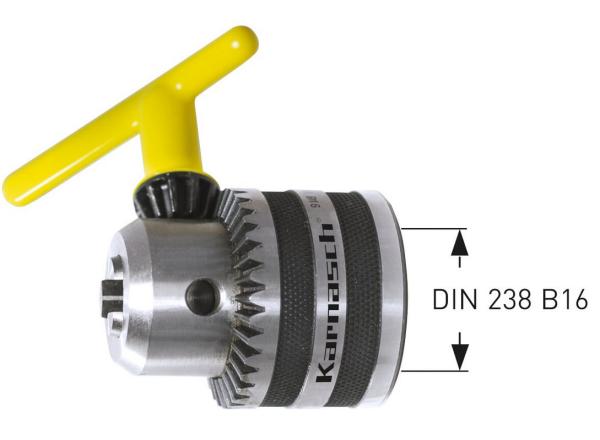 Zahnkranz-Bohrfutter auf B16 - Spannbereich 1-13mm, Karnasch 201525
