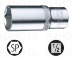 Steckschlüssel Stecknuss lang 27 mm - 1/2 Zoll - Sechskant, Cr-V verchromt, von Heytec